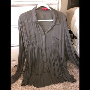 Sacks Fifth Ave Peplum Tunic Longsleeve Top